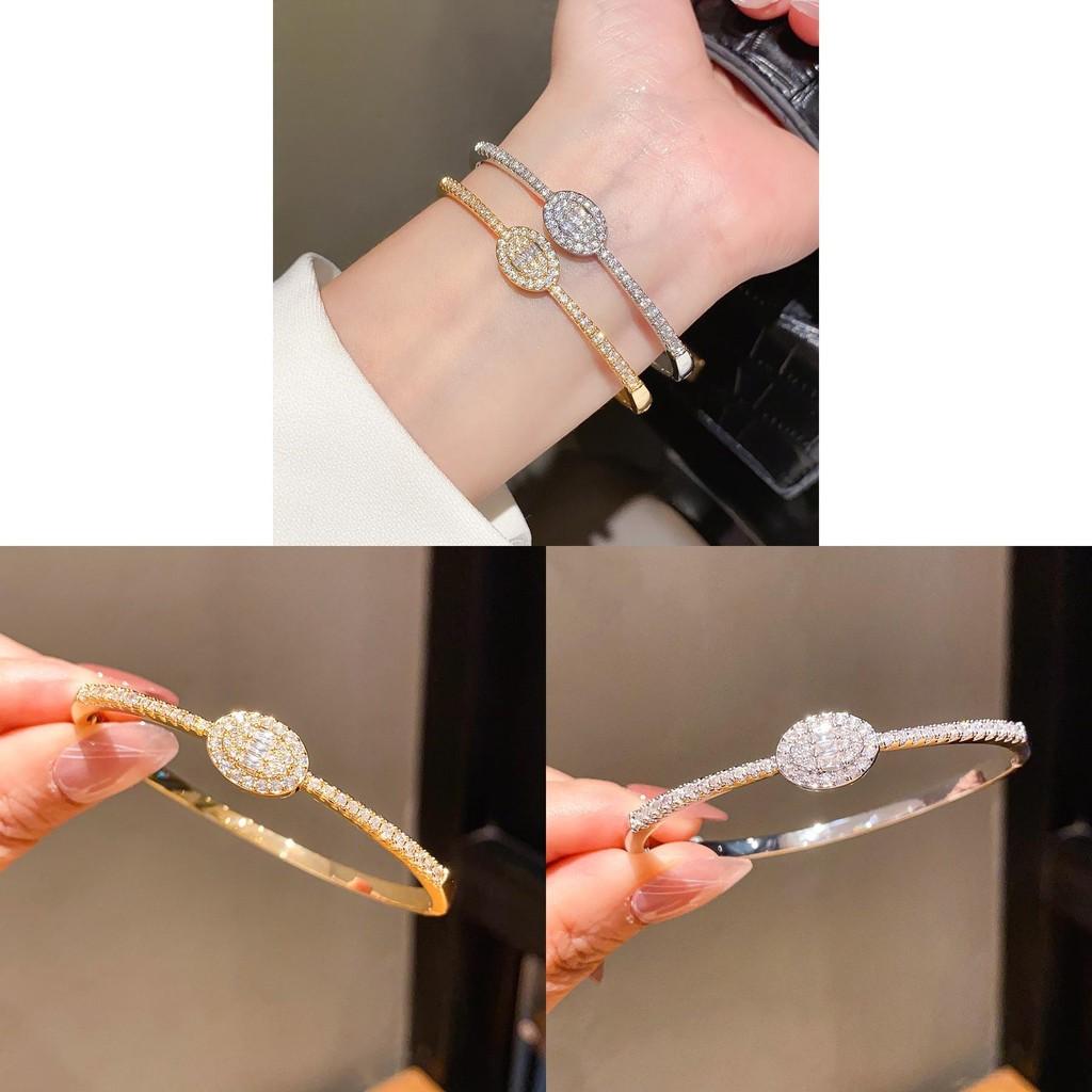 Modeschmuck Ovaler Zirkon Kupferarmband Mit Vergoldung Für Elegantes Tragen
