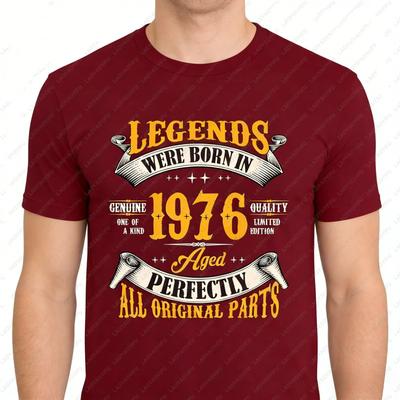 Born In 1976 50 Years of Being Awesome Fashion Vintage 50th Birthday Gift T-shirts Women's Casual Tee Loose Streetwear T-shirt Top Men's Clothing