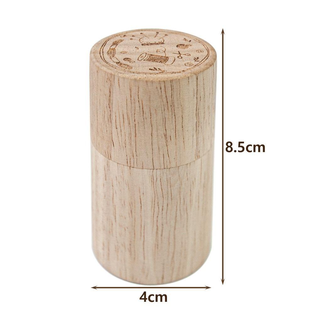 Stitching Pins Sewing Needle Cylinder Box Embroidery Craft Woode Needles Storage Holder Pin Cushion Needles Container