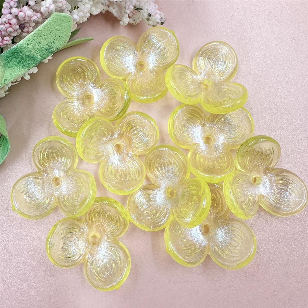 Handmade Acrylic 22.6mm Beads Beaded Hollowed Out Three-petal Flowers Hairpin Accessories Straight Hole 10pcs Mobile Phone Chain