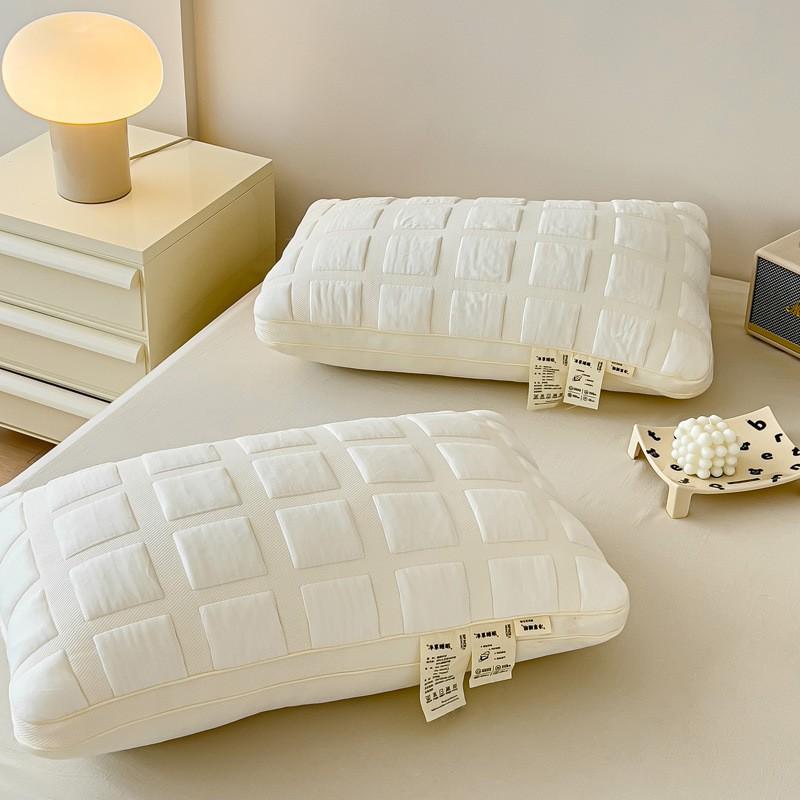 Knitted French Jacquard Single Pillow Neck Support Dorm Bedding Soft Soy Protein Fiber Filled