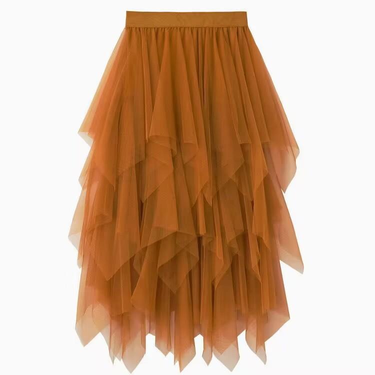 Sommer Damenrock Harajuku Casual Tüll Unterteil Mode Hohe Taille Midi Mesh Röcke Damenbekleidung