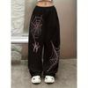 Damen S Halloween Spinnennetz-Print Jogginghose - Lässige Sweatpants mit Gummizug in der Taille und geradem Bein, maschinenwaschbar