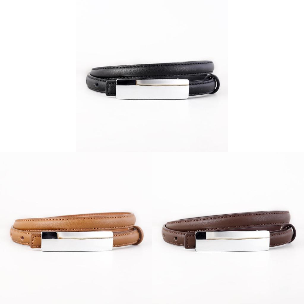 Leather Waist Belt For Women With Alloy Buckle And Punched Detailing For Office Style