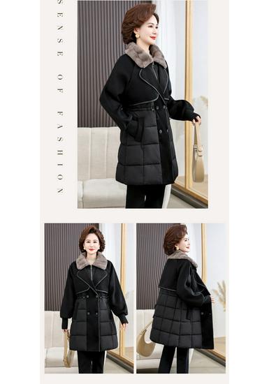 Elegant Women's Winter Fur-Lined Cotton Jacket: Fashionable, Thickened, Waist-Cinched, Slimming Design