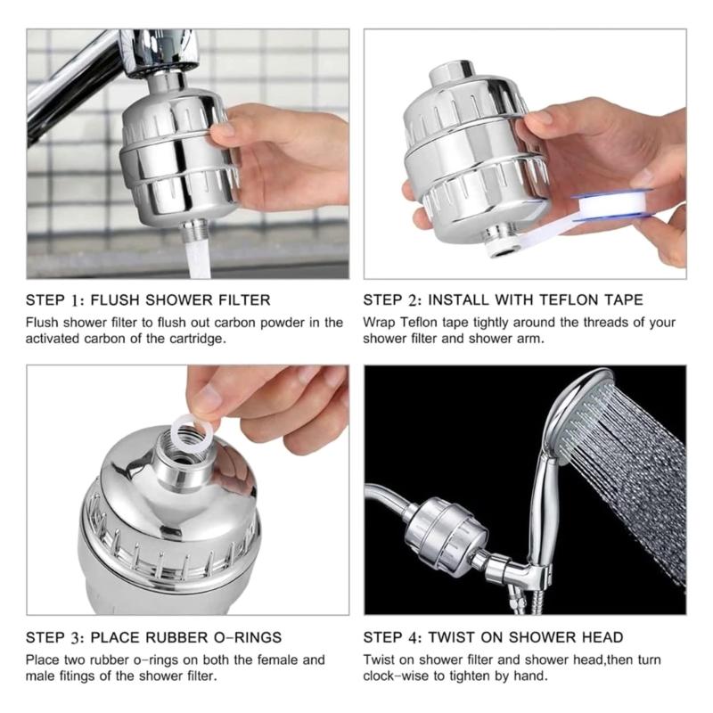 High Output ShowerHead Water Purifier Shower Hard Water Filter for Protect Skin & Moisturize Hair Bathroom Accessories