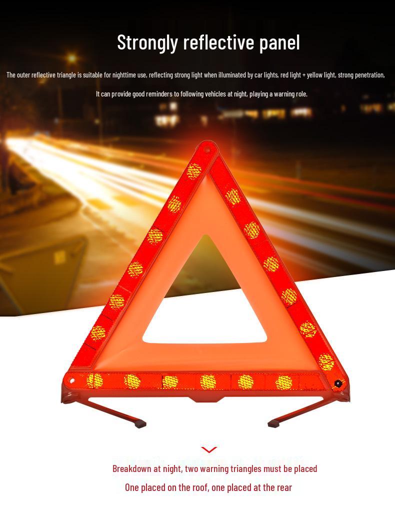 Segnale di Avvertimento Triangolare Riflettente Pieghevole Compatto per Emergenze in Auto