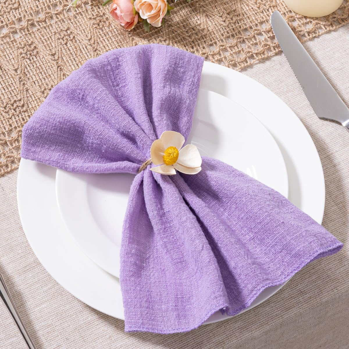 10pcs Cotton Cloth Napkins Soft Gauze Fall Dinner Napkins 30x30cm Rustic Napkins for Christmas Wedding Party Table Decoration