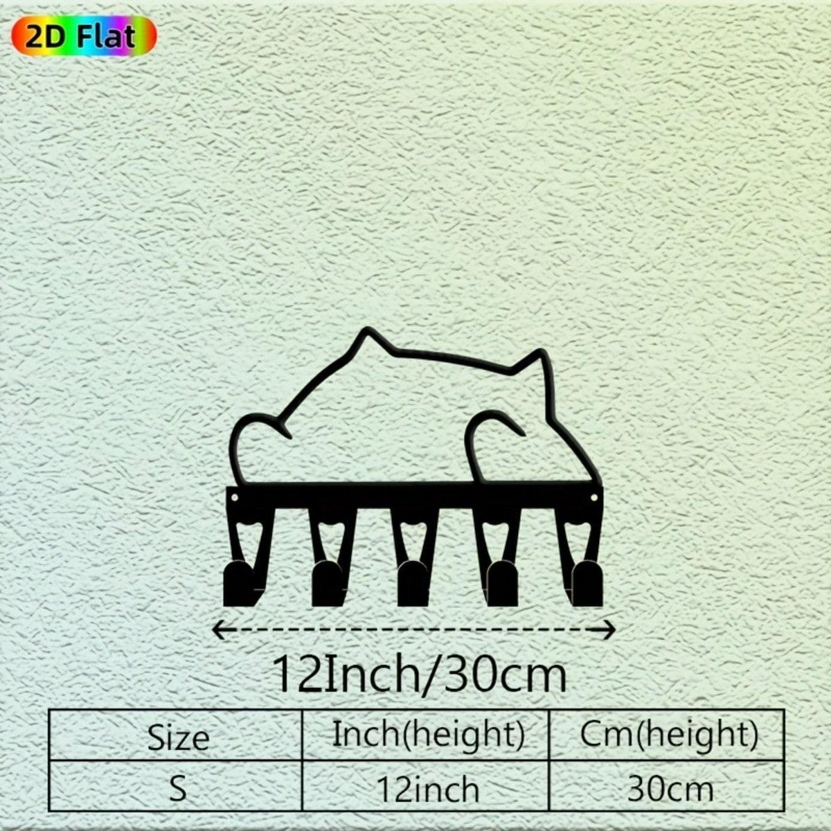 

Minimalist Cat Silhouette Key Holder Metal Wall Decor with 5 Hooks Animal Theme Gift