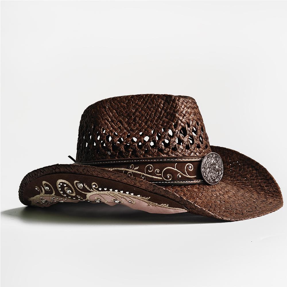 New Embroidery Accessories Straw Cowboy Hat For Women And Men – Western Sun Hat For Country Concert Rodeo And Cowgirl Outfit