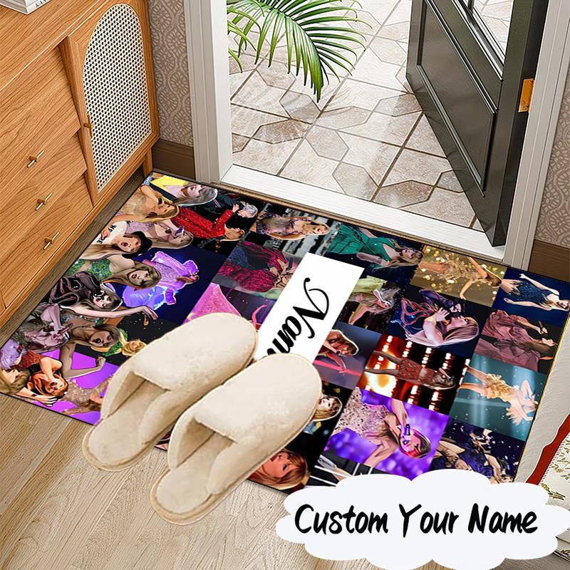Custom Name Taylor Top Singer Rug for Living Room, Game Rooms, Office, Bedroom, Floor Mat Playful Design, Fan Gifts Christmas Decor