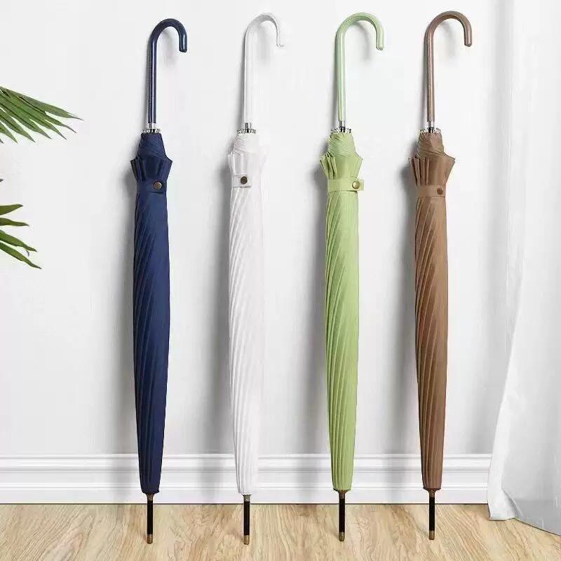 Japanischer Stil 16-Rippen Fiber-Langstock Automatischer Regenschirm, Einfaches und Frisches Design, Große Größe für Damen, Sonnenschirm und Regenschirm, Werbeartikel