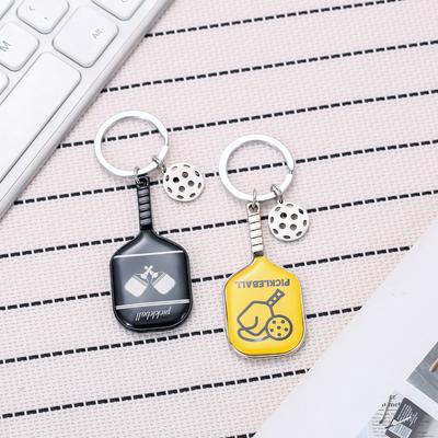 Zinc Alloy Pickleball Racket Keychain For Bags Wallets Car Key Pendants Cute Mini Pickleball Sports Souvenir Keychain