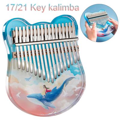 17 Keys Kalimba Crystal Painted Whale Dream Thumb Piano Mbira with EVA Storage Case Instrument Gift