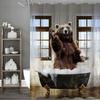 Brown Bear Standing In Bathtub Saying Hello Fun Shower Curtain, Bathroom Decorative Shower Curtain, Waterproof Shower Curtain Wi