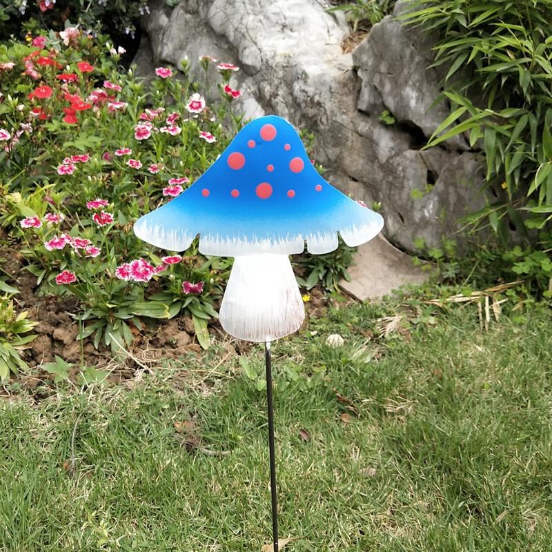 

Маленький гриб Металлическое ландшафтное ремесло Симуляция Орнамент для двора Вилла Наружное украшение сада Маленький гриб Кованое железо Втыкаемый 6 шт. 13x43cm синий