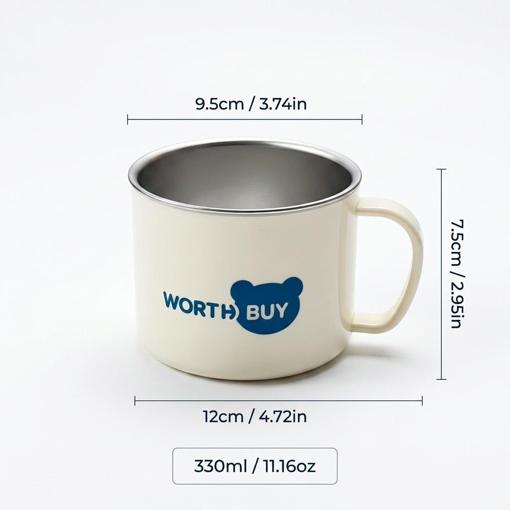 Kawaii 330ml 316 Stainless Steel Coffee Mug with Lid Anti-scald Cute Tea Cups for Kids Women Portable Drinkware Dishwasher Safe