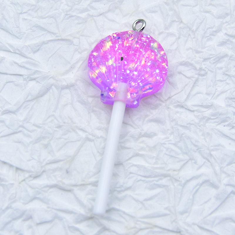 Two-Color Resin Glitter Star & Seashell Lollipop Earrings/Pendant DIY Accessories