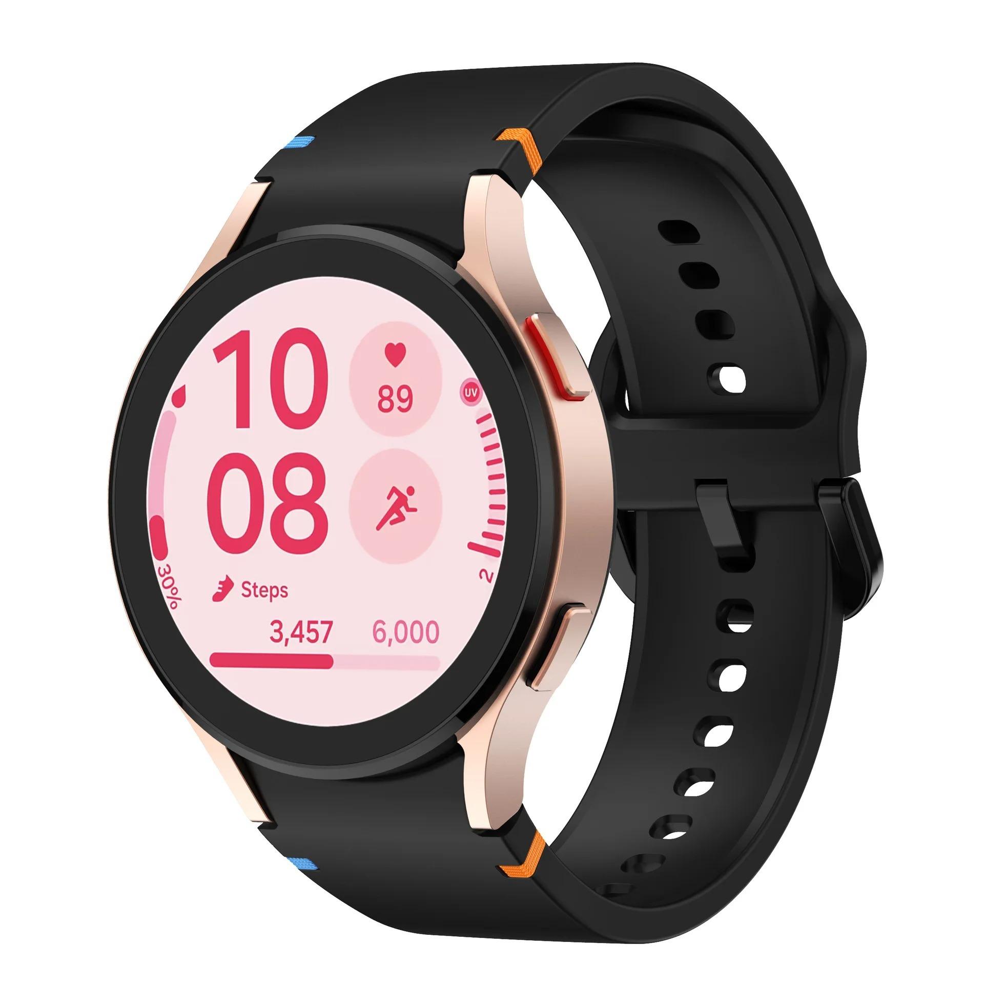 

Силиконовый ремешок для Samsung Galaxy Watch 7 6 5 4 44 мм 40 мм/5 Pro 45 мм, браслет для Galaxy Watch 6 4 Classic 47 мм 43 мм 46 мм 42 мм Galaxy Watch7 44mm чёрный