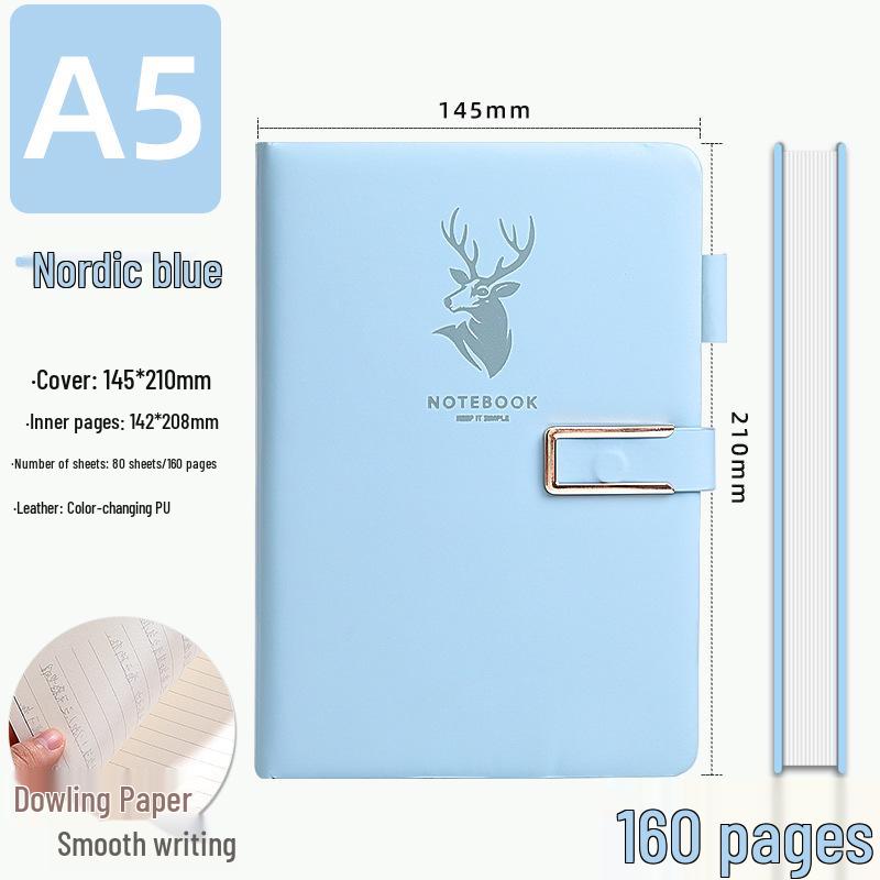 A5 Business Office Notebook with Thickened Pages and Simple Buckle, Ideal for Meetings, Record Keeping, Custom Logo Printable