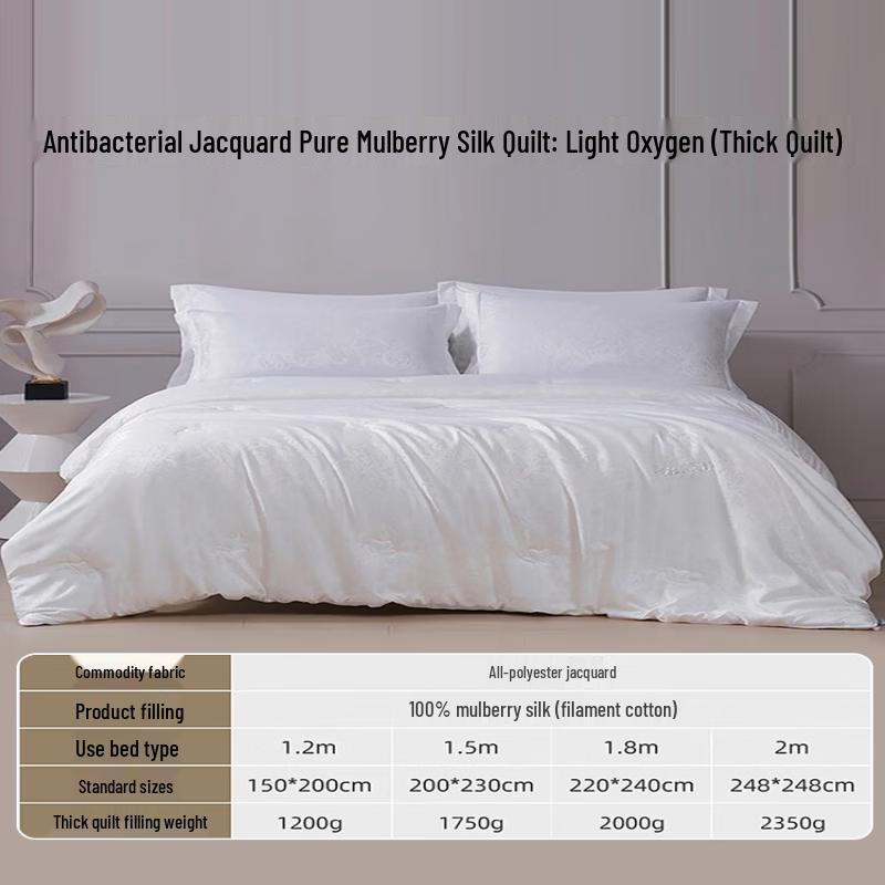MENGJIE Light Oxygen Jacquard 100% Mulberry Silk Thickened Quilt