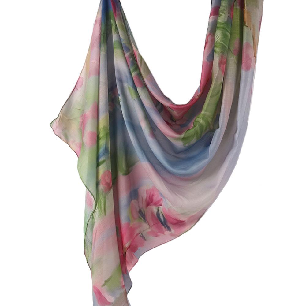 "Ethnic Watercolor Modal Cotton Shawl Satin Print Scarf for Women"