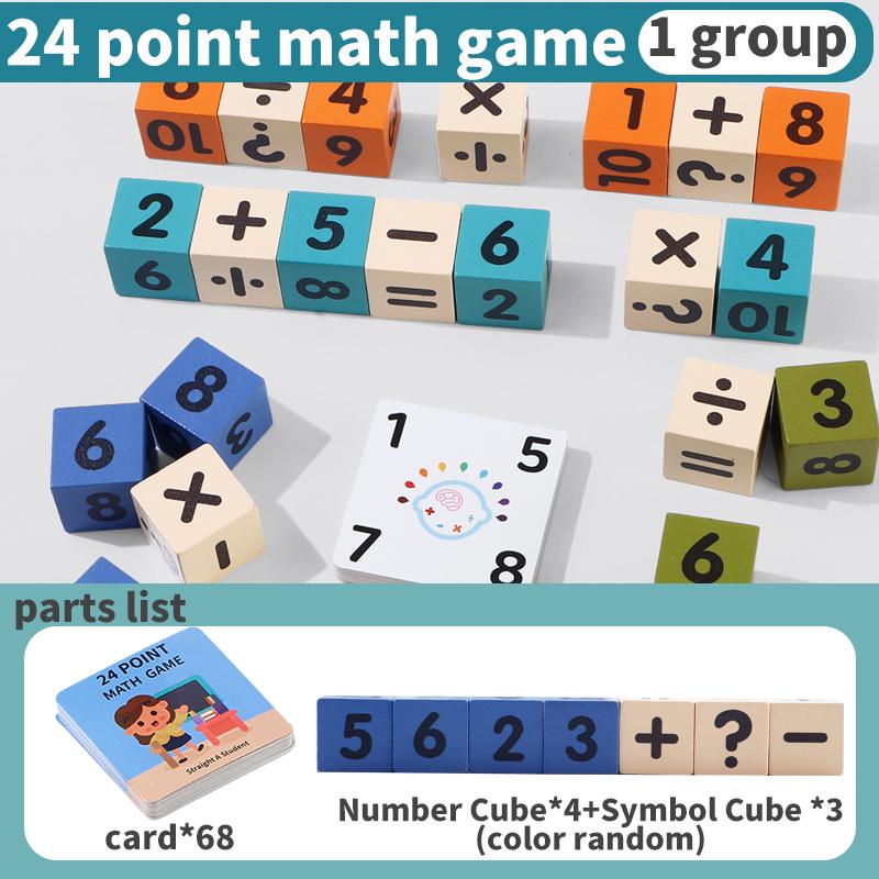 24-Point Game Cube,Cube color random,Fun Wooden Toy,Math Operations,+-×÷ Battle Board Game,Christmas/Halloween giif
