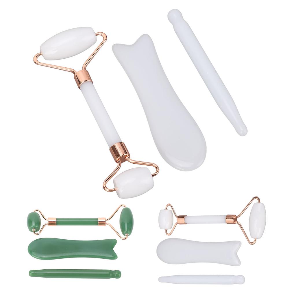 Jadestone Roller Massage Gua Sha Set Facial Manual Double Heads Jadestone Roller Massage Scraping Se