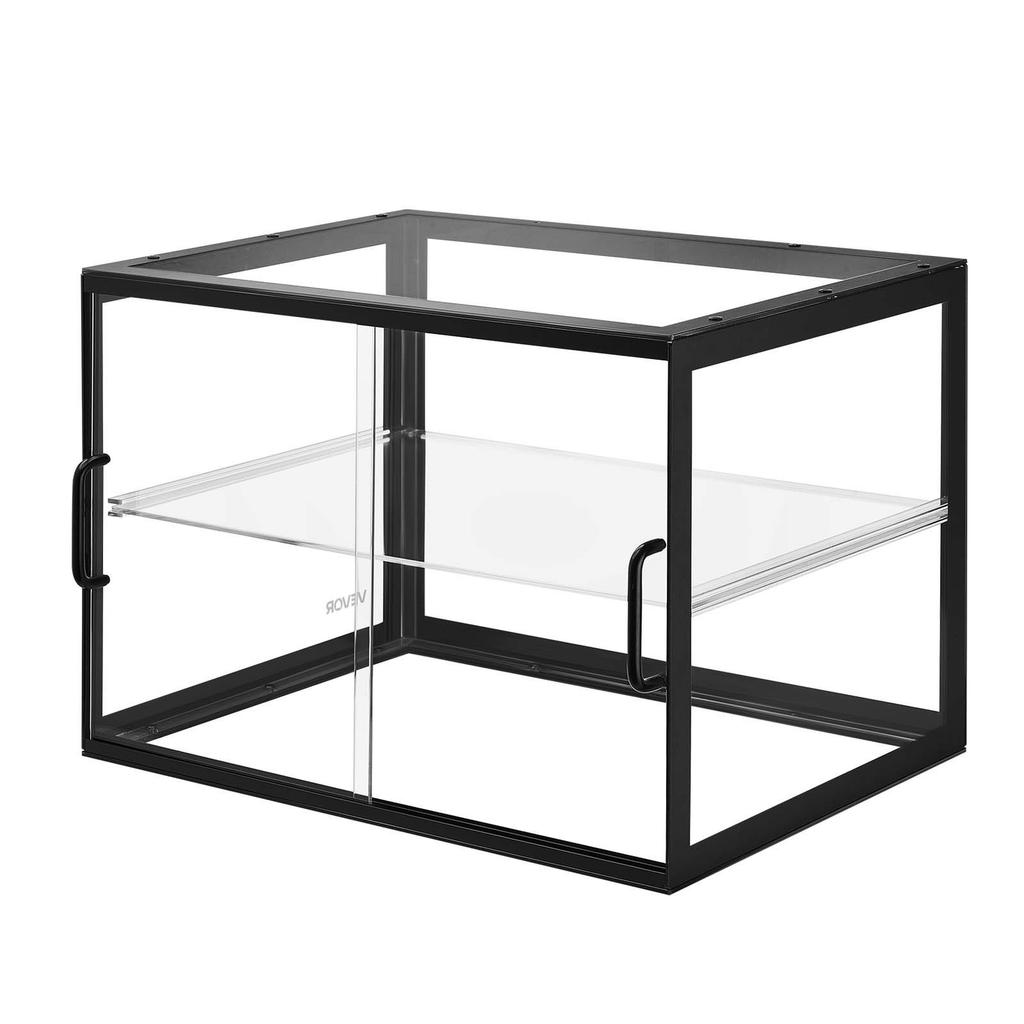 Bakery Display Case, 2-Tier Commercial Countertop Pastry Display Case, Clear Acrylic Bread Box for Kitchen, Party Cake Cabinet with Sliding Door for