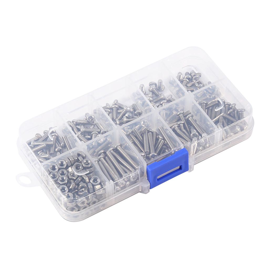 340pcs M3 Stainless Steel Screws and Nuts Assortment Kit Set Pan Head