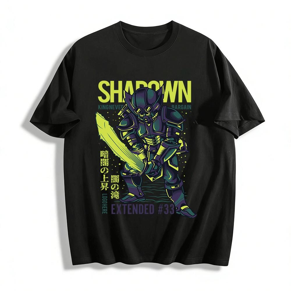 

Shadow Warrior Mecha Print Streetwear Loose Fit Men s Long Sleeve Tee Pure cotton T-shirt XXS