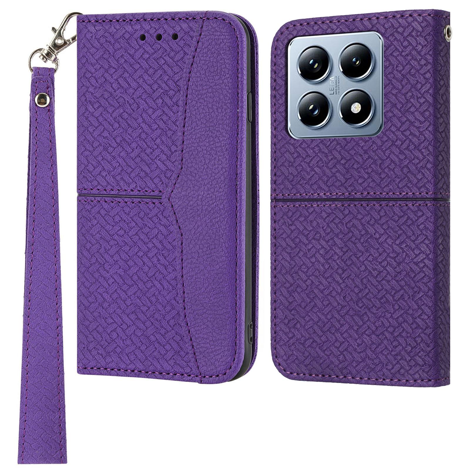 

Для Xiaomi 14T Pro Чохол-гаманець із плетеною текстурою PU E