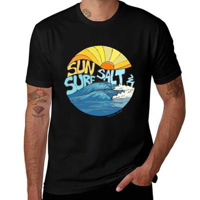 Sun Salt Surf Retro Wave Graphic Surfer Design T-Shirt Relaxed Fit Casual Short Sleeve Top