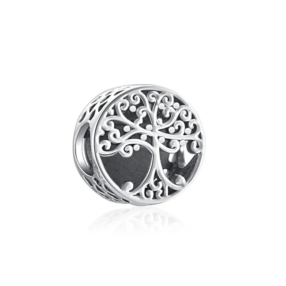 New 925 Silver Family Tree House Charm Pendant with Stars Moon for DIY Bracelet Jewelry Accessories