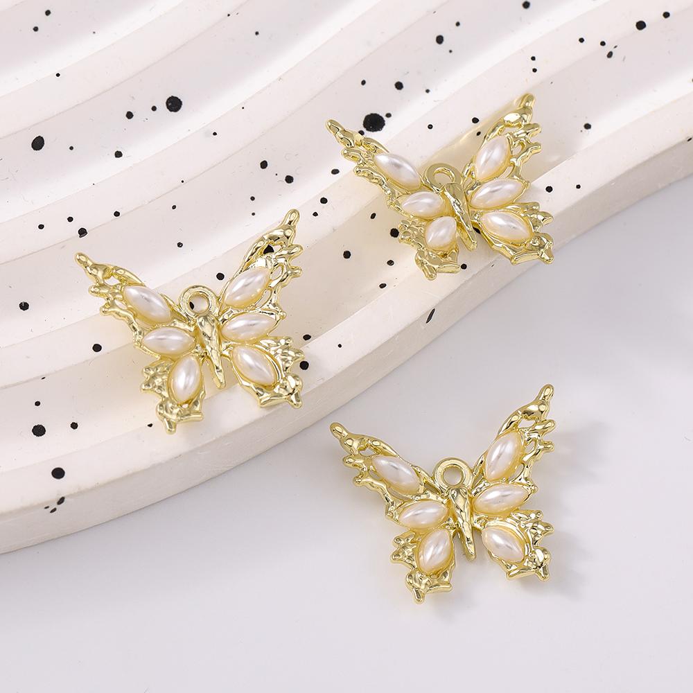5pcs Delicate Pearl Butterfly Charms for Jewelry Making DIY Necklace Bracelet Earrings Accessories Supplies