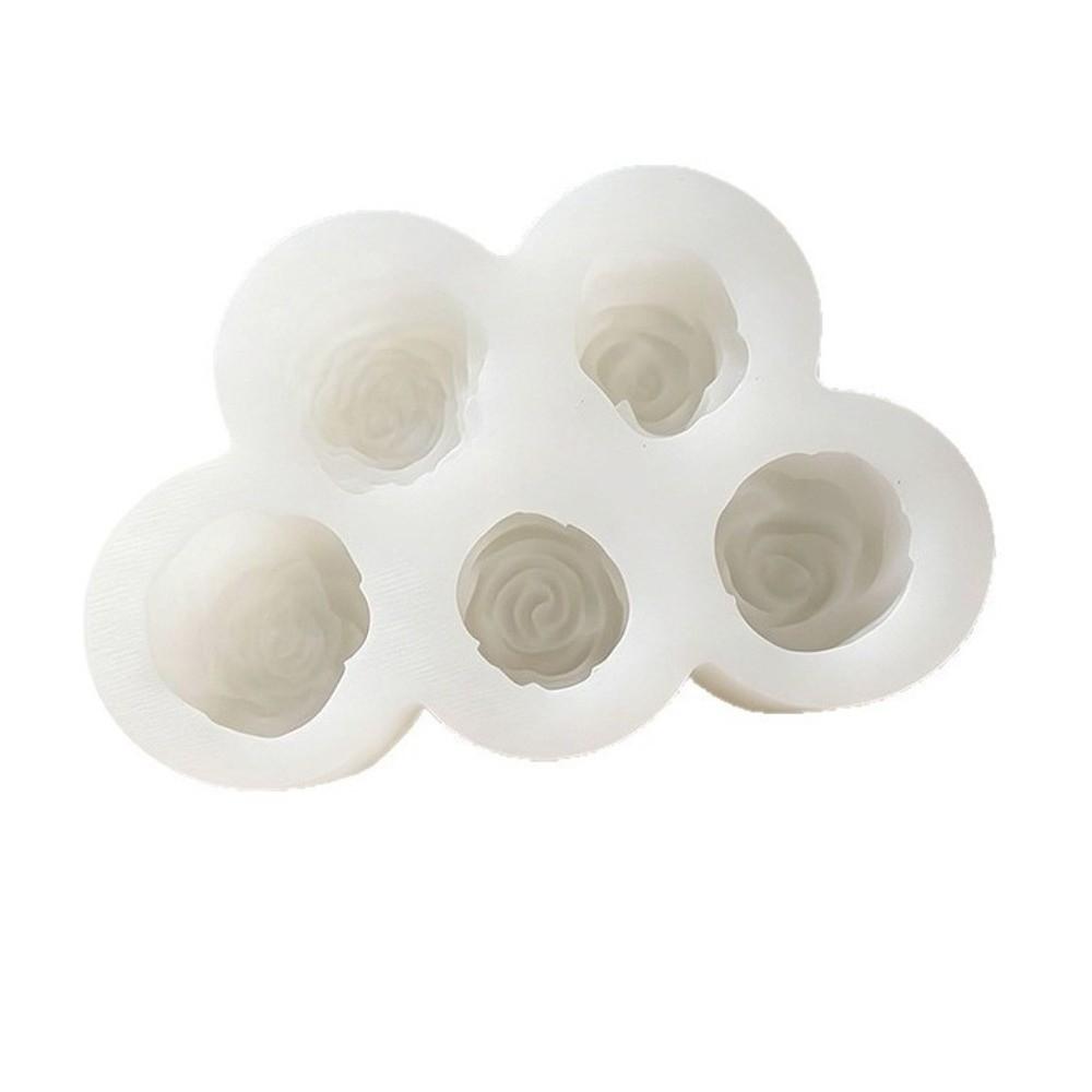 3D Design Silicone Candle Mold 5-Hole Pattern Rose Peony Mold For Candle Making