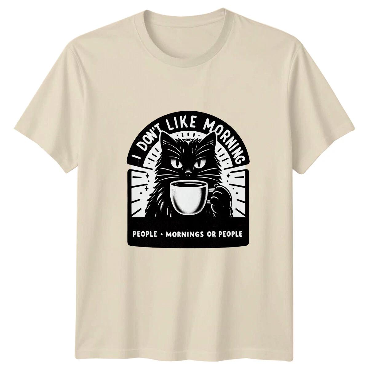 I Don t Like Morning T-Shirt, Cat Coffee Funny Graphic Tee XXL