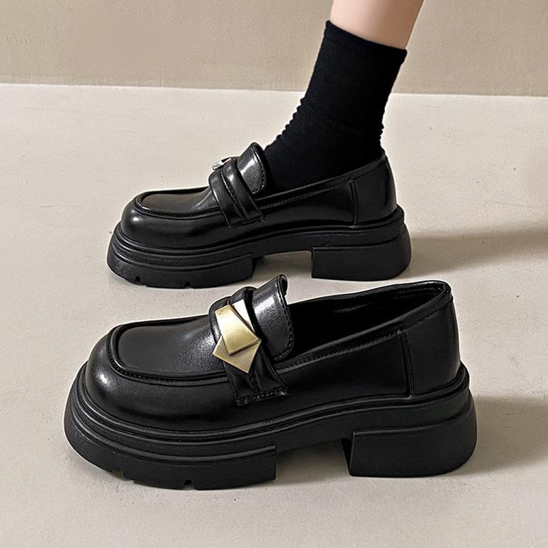 Black Platform British Style Small Leather Shoes Women's Autumn New Retro Versatile Mary Jane