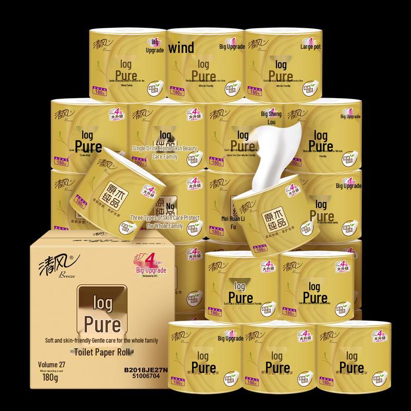 Breeze Premium 4-Ply Thickened Toilet Paper Rolls