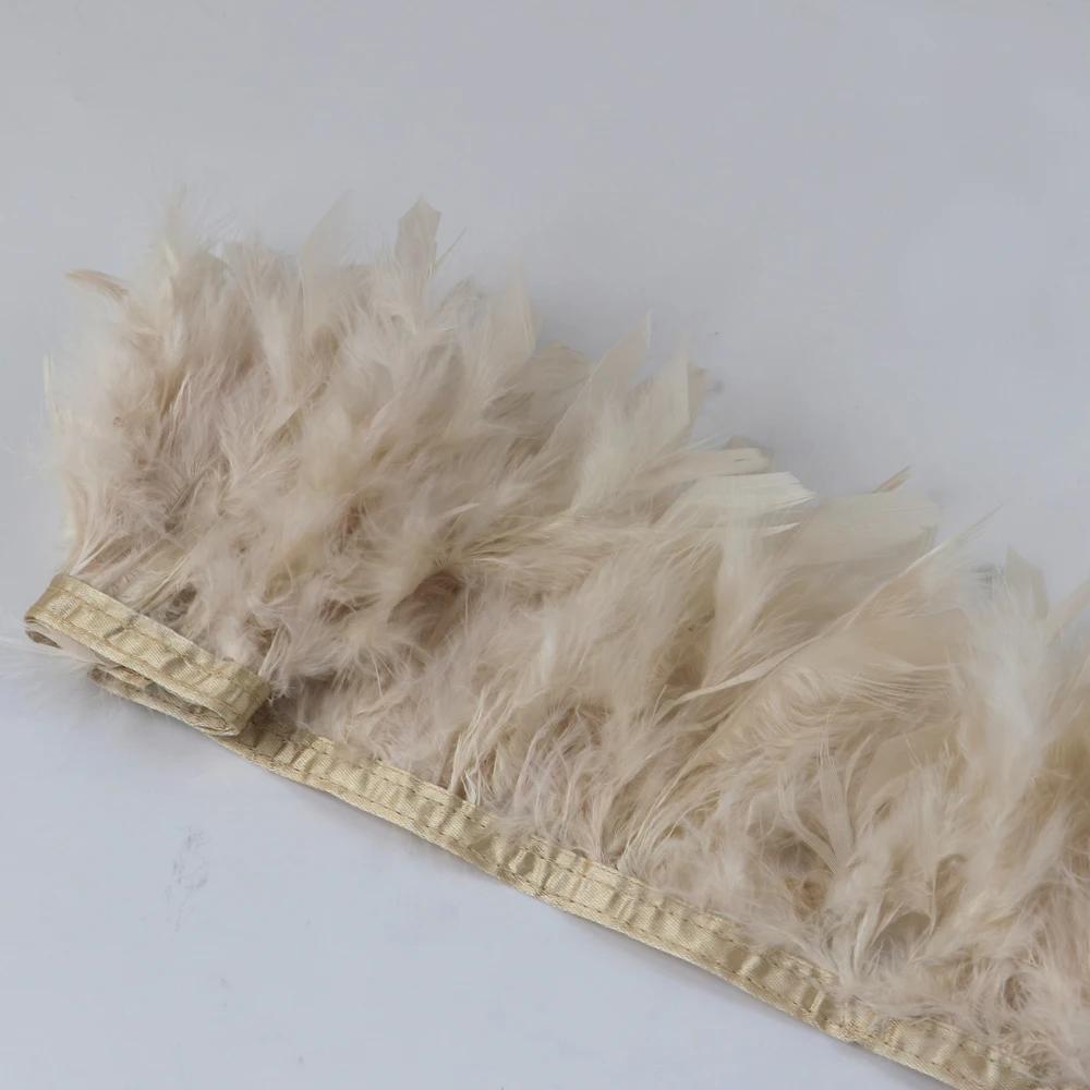 1Meters Natural Turkey Feathers Trim Height 10-15Cm Wedding Clothing Dress Decoration Diy Feather Ribbon Sewing Crafts