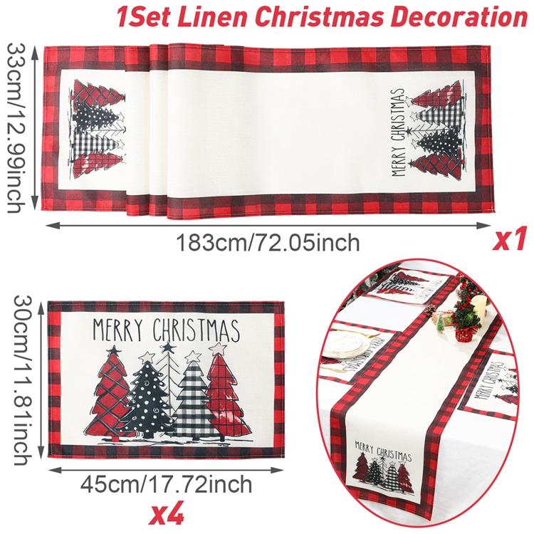 Christmas Table Runner and Placemat Set Merry Christmas Decoration for Home 2024 Xmas Ornaments Navidad Natal New Year Gift 2025