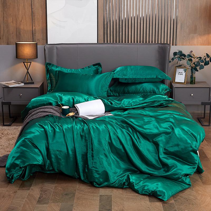 4 PCS Bedding Set Luxury Mulberry Silky Blending Bedding Set Satin Duvet Cover Set High End Single Double Comforter Cover