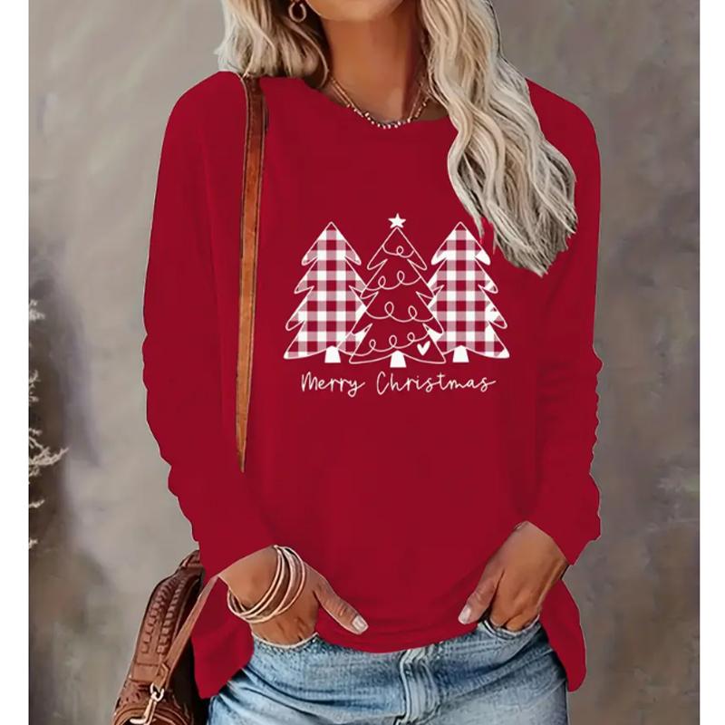 2025 Autumn & Winter Women's New Casual Crew Neck Long Sleeve Top 3D Christmas Pattern