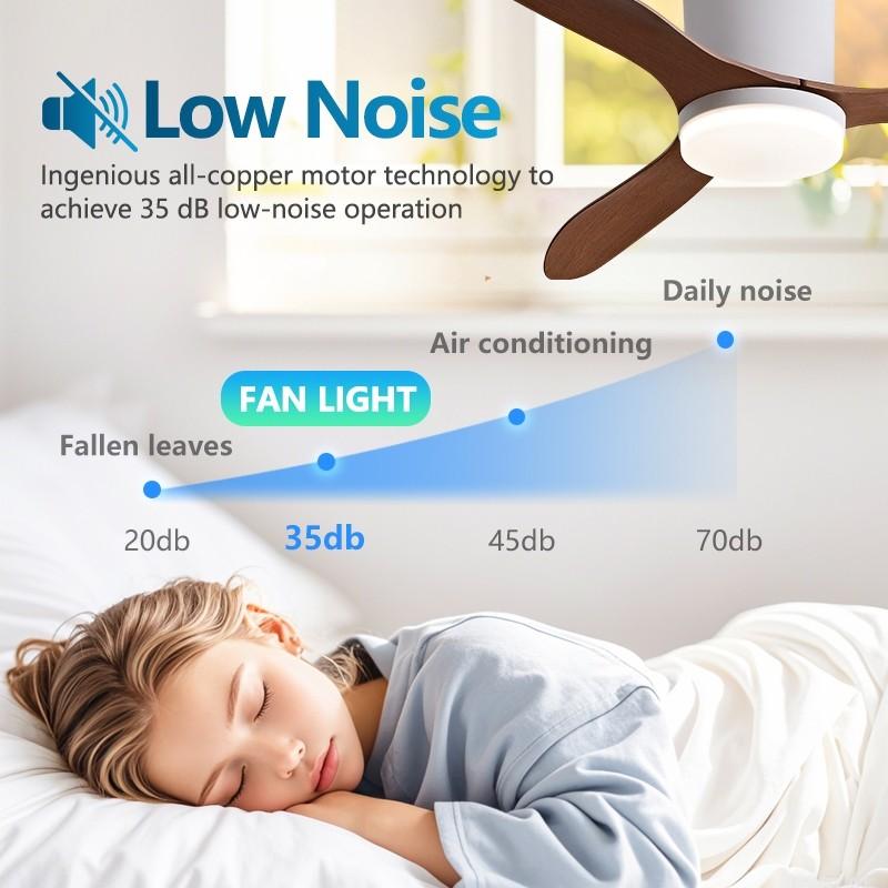 25/42/52in Smart Ceiling Fan Light Stepless Dimming LED Lighting Fan 3 Blades DC Motor Silent Ceiling Fan Lamp