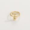 Adjustable Open Ring In 18K Gold Plated Copper With Q-Style Alphabet Letter Design Men Women