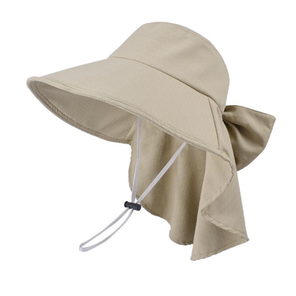 

New Neck Protection Shawl Beach Cap Breathable Wide Brim Bucket Hat Bow Anti-UV Fisherman Hat Women хаки