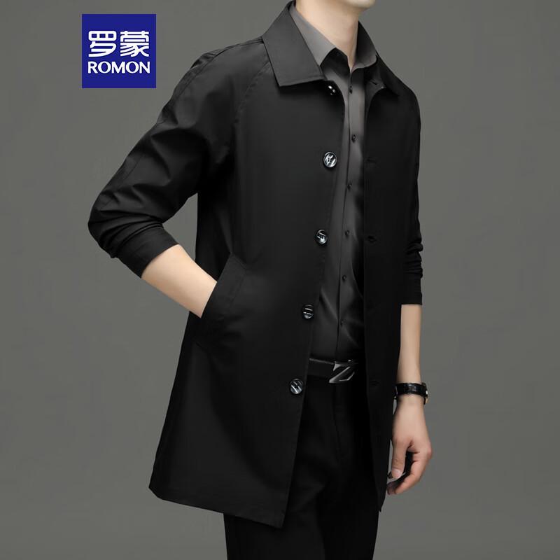ROMON Men's Business Casual Mid-Length Trench Coat D-2021