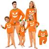 Family Matching Halloween Face Print Pajama Set Long Sleeve Top with Raglan Sleeves and Straight Leg Pants