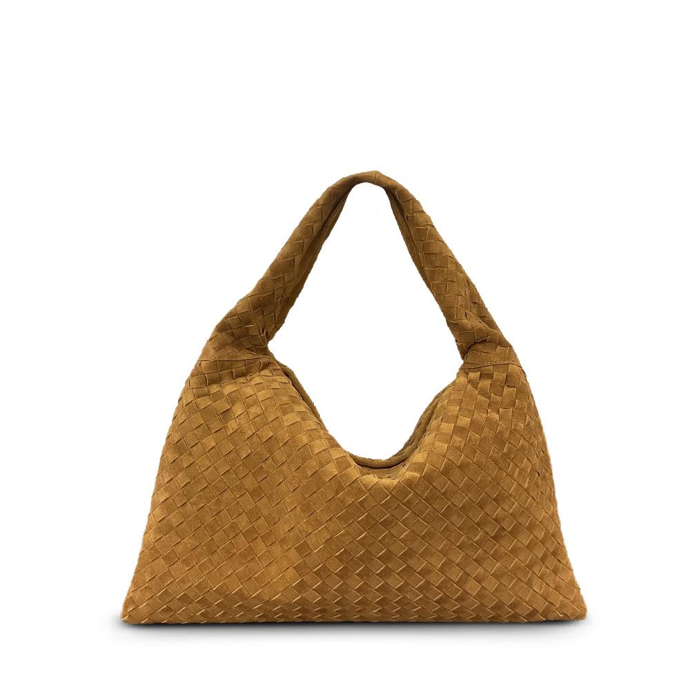 Leather Woven Bag Cross-border New Suede Matte Retro Large-capacity Handbag Lazy Shoulder Armpit Women's Bag