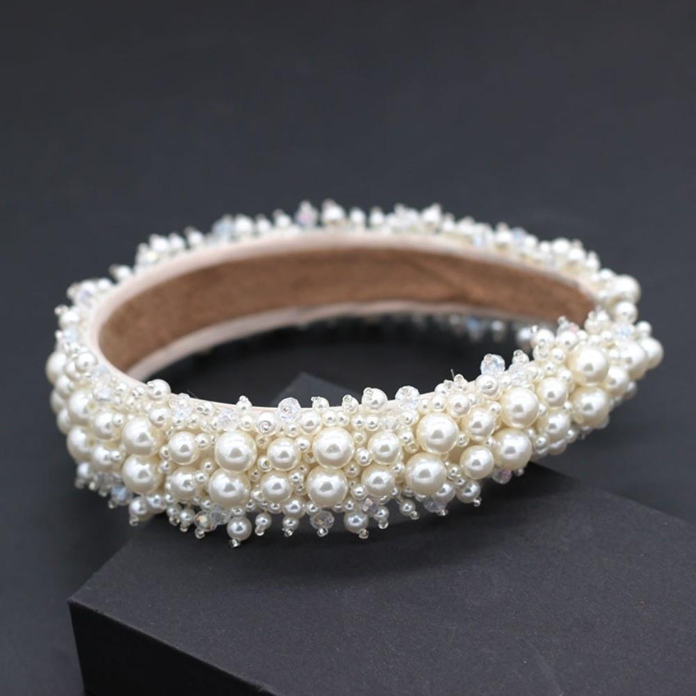 Large Pearl Headbands Baroque Women Hairbands Headwear Bridal Hair Hoop  Party